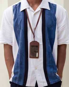 Cove Rattan & Leather ID Lanyard