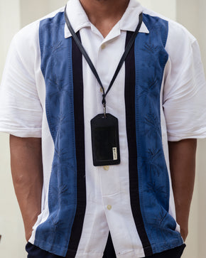 Cove Rattan & Leather ID Lanyard