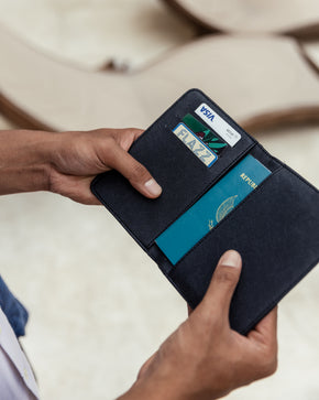 Cove Rattan & Leather Passport Cover