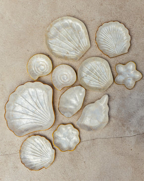 Mother of Pearl Accent Dishes handmade by Village Thrive using natural materials.