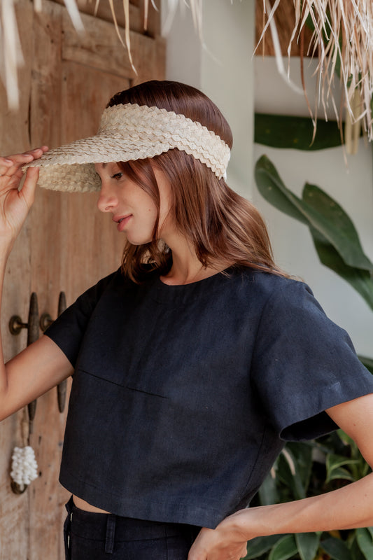 Rattan Sun Visors handmade by Village Thrive using natural materials.