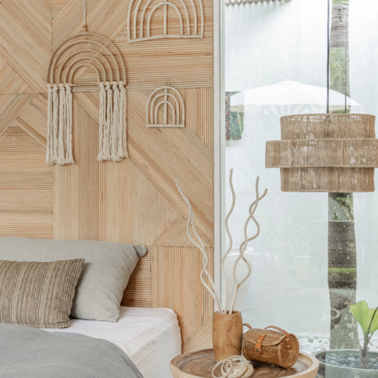 Rainbow Rattan Wall Decor Small handmade by Village Thrive using natural materials.