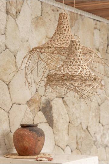 Bukit Rattan Pendant handmade by Village Thrive using natural materials.