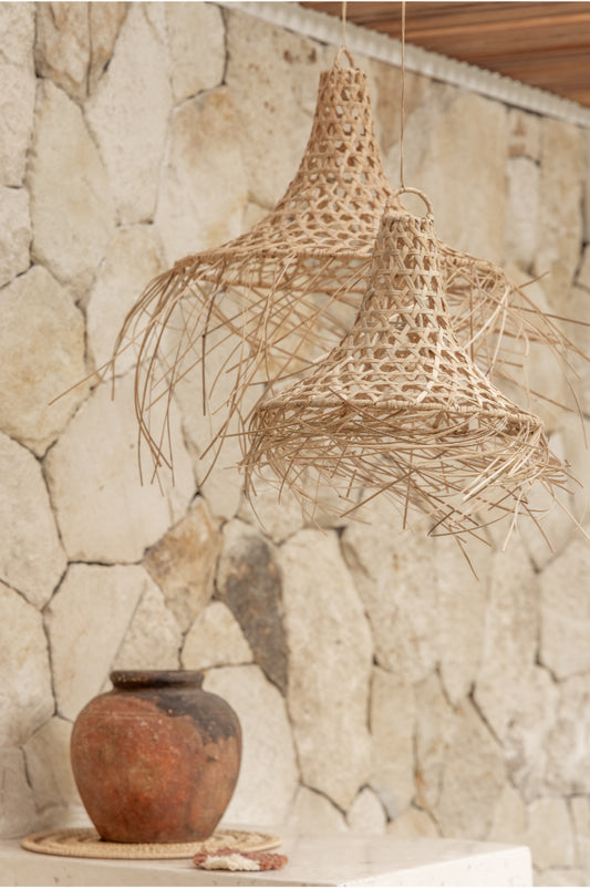 Bukit Rattan Pendant handmade by Village Thrive using natural materials.