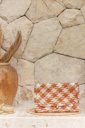 Plaid Rattan Clutch