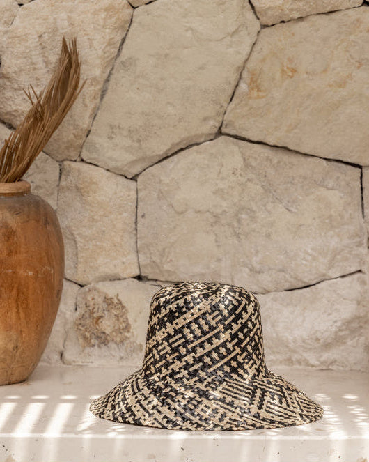 Ombre Woven Bucket Hat handmade by Village Thrive using natural materials.