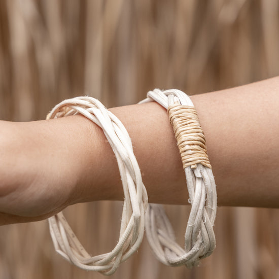 Thin Twist Bangle handmade by Village Thrive using natural materials.