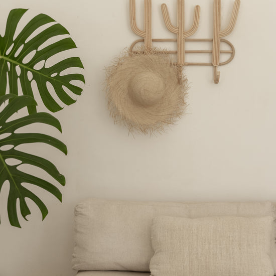 Fraya Natural Sun Hat handmade by Village Thrive using natural materials.