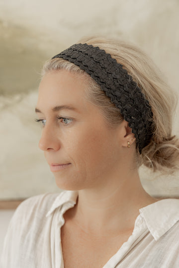 Nakula Rattan Woven Headband handmade by Village Thrive using natural materials.