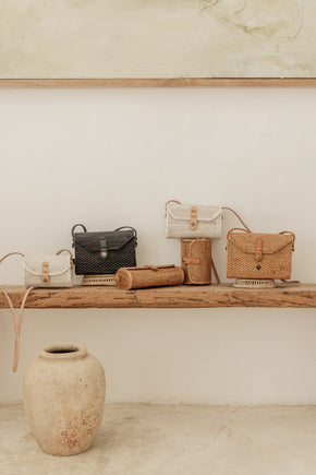 Ulan Rattan Purse in White