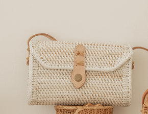 Ulan Rattan Purse in White