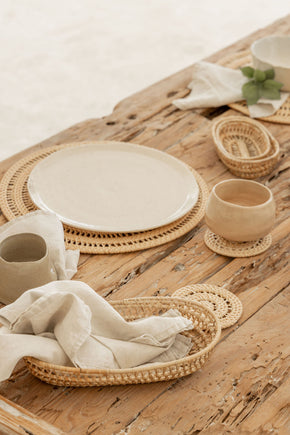 Woven Rattan Coaster Set