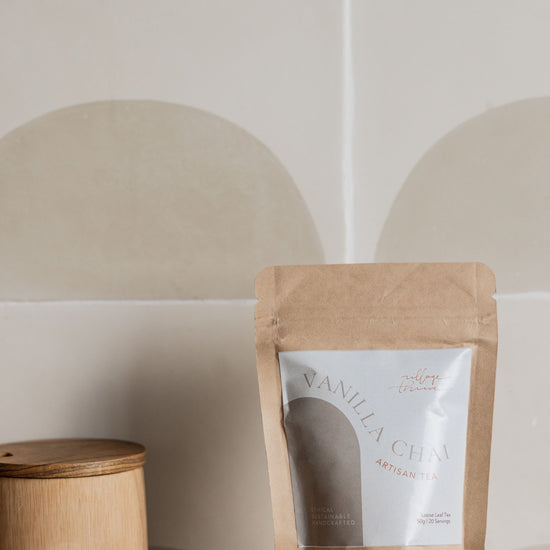 Vanilla Chai Loose Leaf Tea handmade by Village Thrive using natural materials.