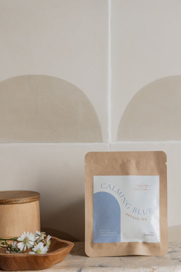 Calming Blue Tea Bags Set of 3 handmade by Village Thrive using natural materials.