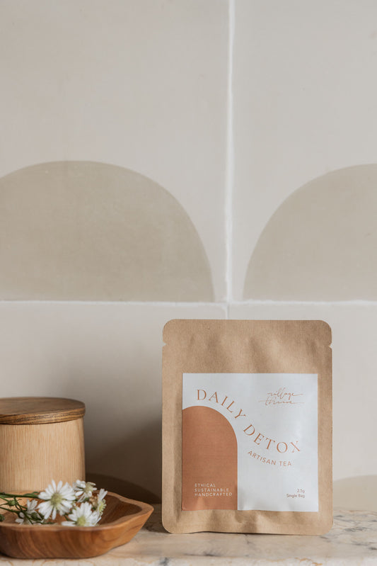 Daily Detox Tea Bag Set of 3 handmade by Village Thrive using natural materials.