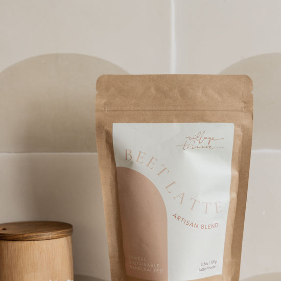 Beetroot Tea Latte Powder handmade by Village Thrive using natural materials.
