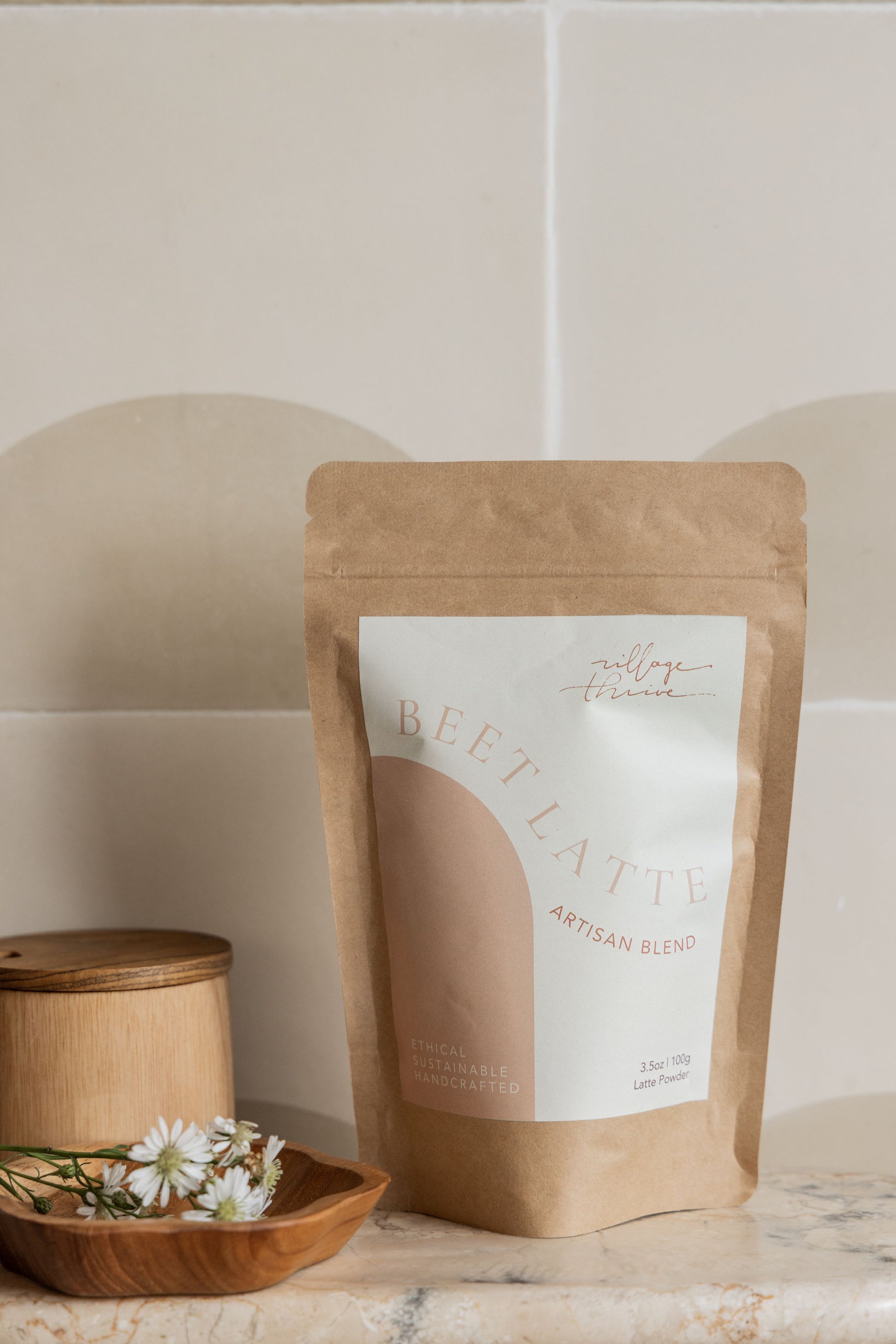 Beetroot Tea Latte Powder handmade by Village Thrive using natural materials.