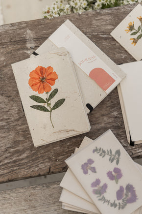 Handcrafted Journal with Pressed Flowers 4x6