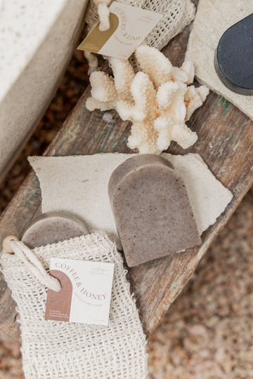 Coffee & Honey Handcrafted Bar Soap handmade by Village Thrive using natural materials.