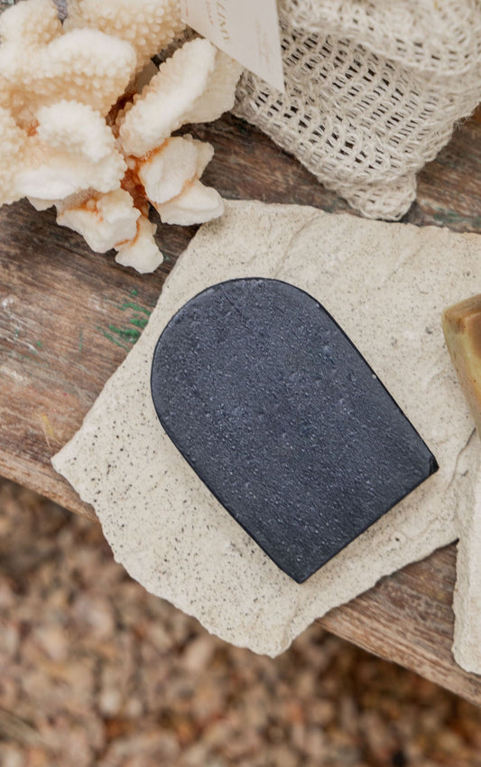 Charcoal & Aloe Handcrafted Bar Soap handmade by Village Thrive using natural materials.