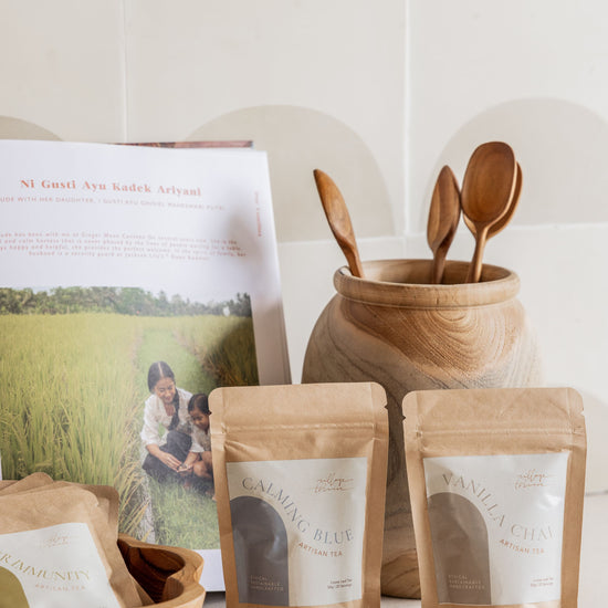 Teak Stirring Spoons handmade by Village Thrive using natural materials.