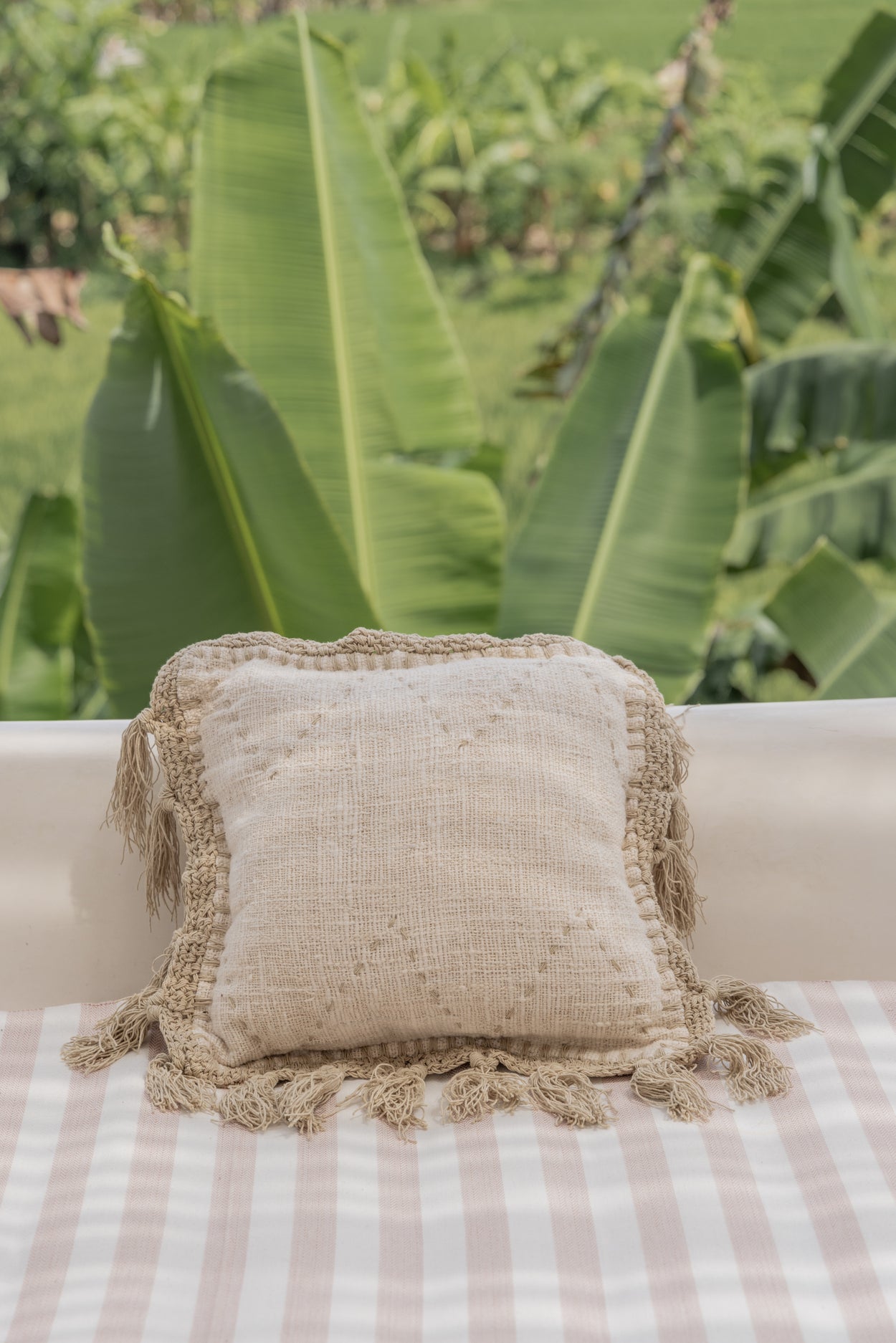 Gaia Hand Stitched Cotton Throw Pillow