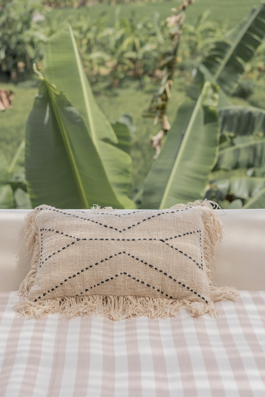 Kaia Hand Stitched Cotton Lumbar Pillow