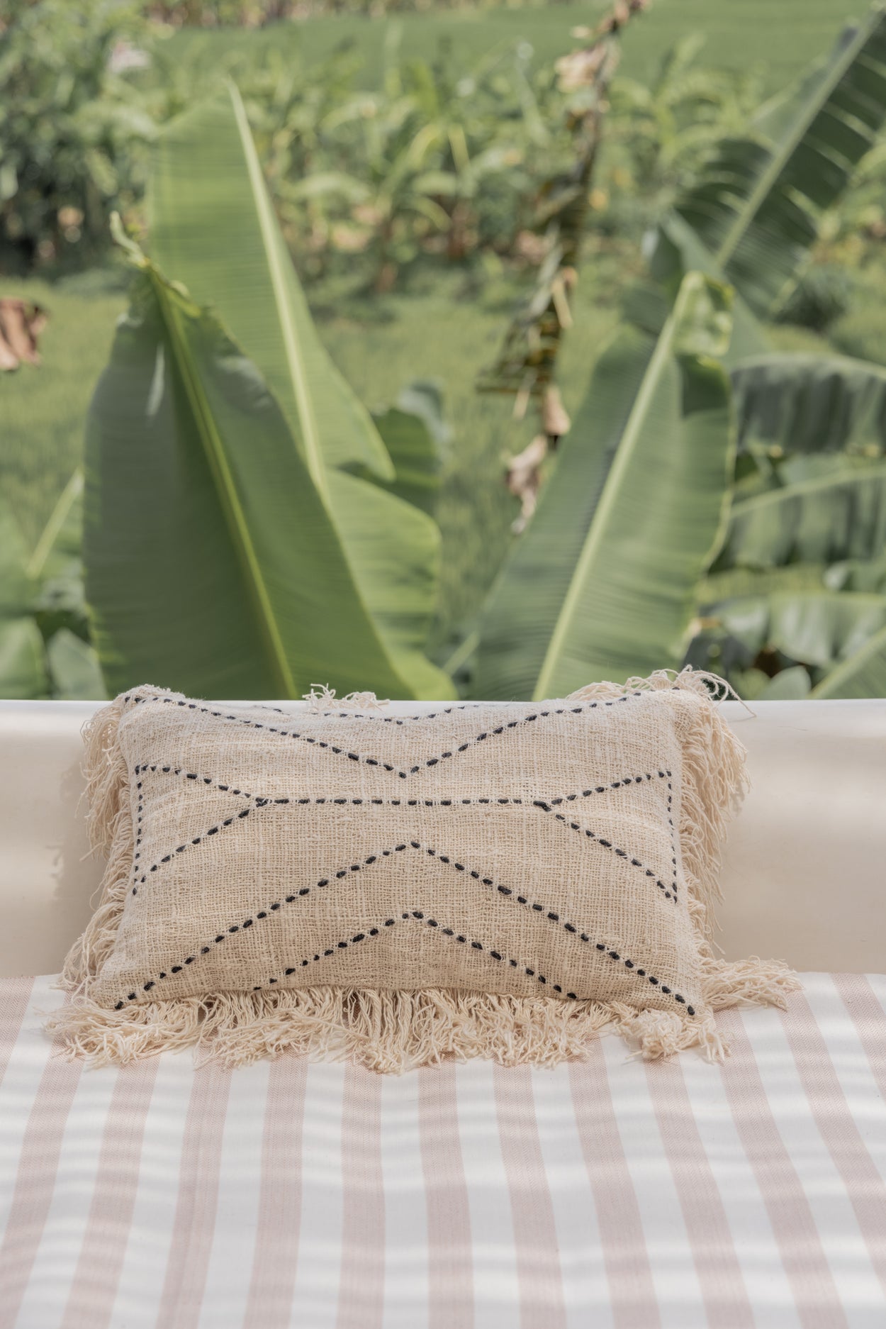 Kaia Hand Stitched Cotton Lumbar Pillow