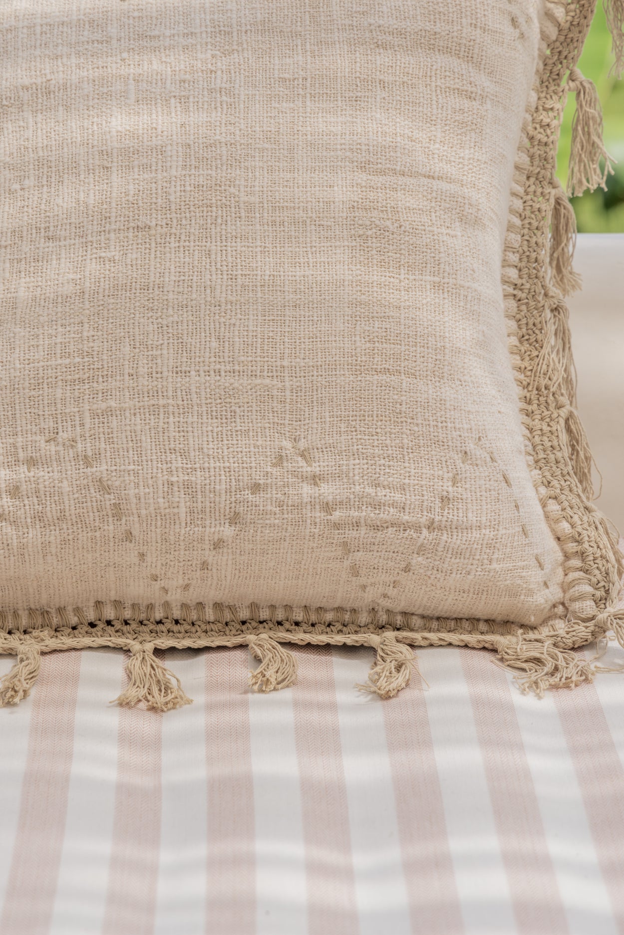 Gaia Hand Stitched Cotton Throw Pillow