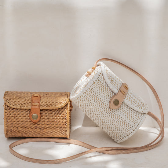 Diah Rattan Purse handmade by Village Thrive using natural materials.