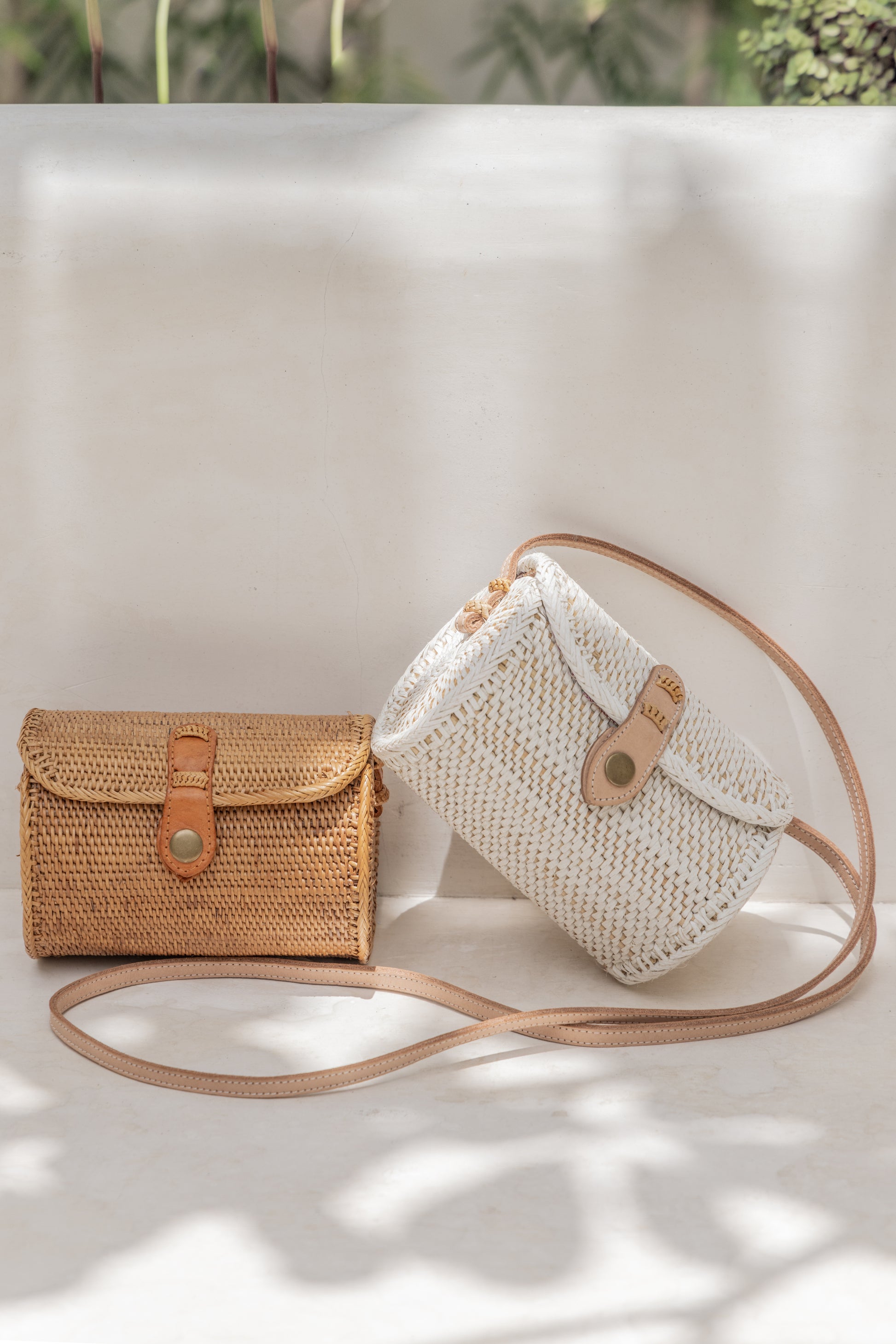 Diah Rattan Purse handmade by Village Thrive using natural materials.