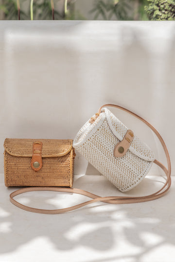 Diah Rattan Purse handmade by Village Thrive using natural materials.