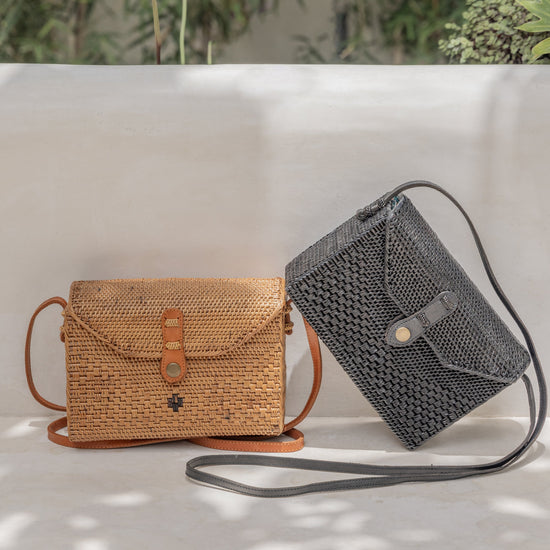 Kota Rattan Purse handmade by Village Thrive using natural materials.
