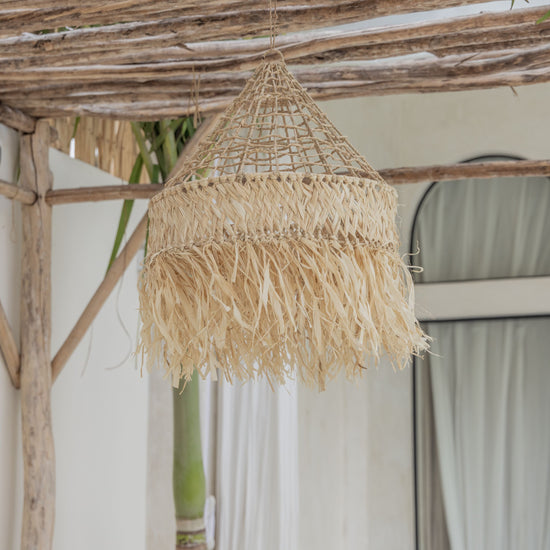 Timur Woven Pendant PREORDER handmade by Village Thrive using natural materials.