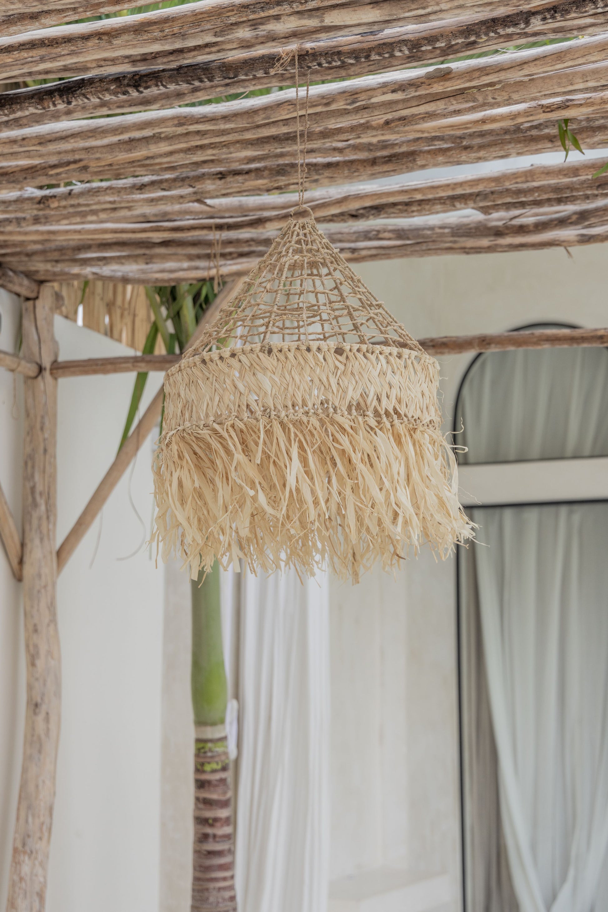 Timur Woven Pendant PREORDER handmade by Village Thrive using natural materials.