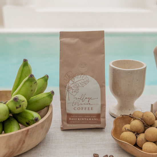 Bali Kintamani Whole Bean Coffee handmade by Village Thrive using natural materials.