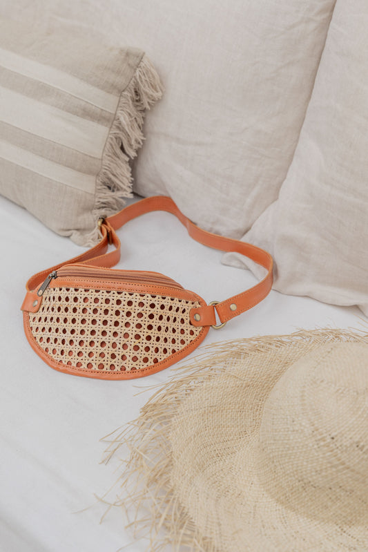 Raja Leather and Cane Sling Bag