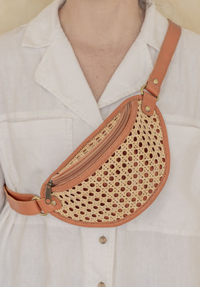 Raja Leather and Cane Sling Bag