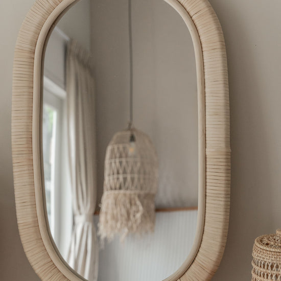 Kapsul Rattan Mirror PREORDER handmade by Village Thrive using natural materials.