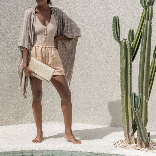 Drift Kimono handmade by Village Thrive using natural materials.