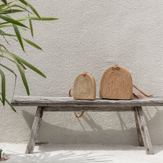 Arch Backpack for Kids handmade by Village Thrive using natural materials.