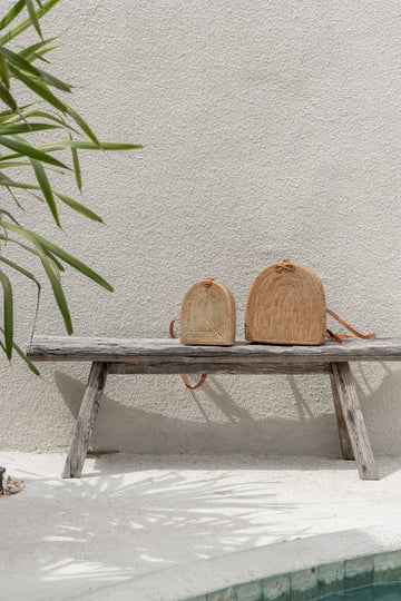 Arch Backpack for Kids handmade by Village Thrive using natural materials.