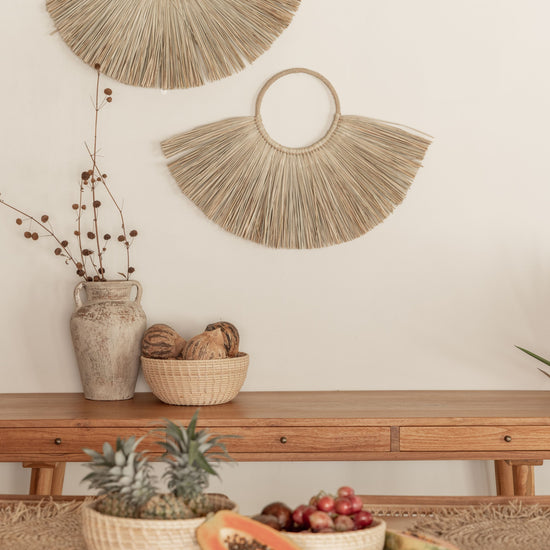 Seagrass Placemat and Coaster Set handmade by Village Thrive using natural materials.