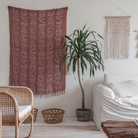 Imperfect Moon Phase Tapestry handmade by Village Thrive using natural materials.