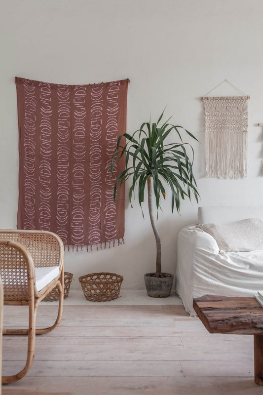 Imperfect Moon Phase Tapestry handmade by Village Thrive using natural materials.