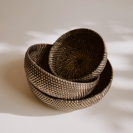 Tiga Woven Nesting Bowls handmade by Village Thrive using natural materials.