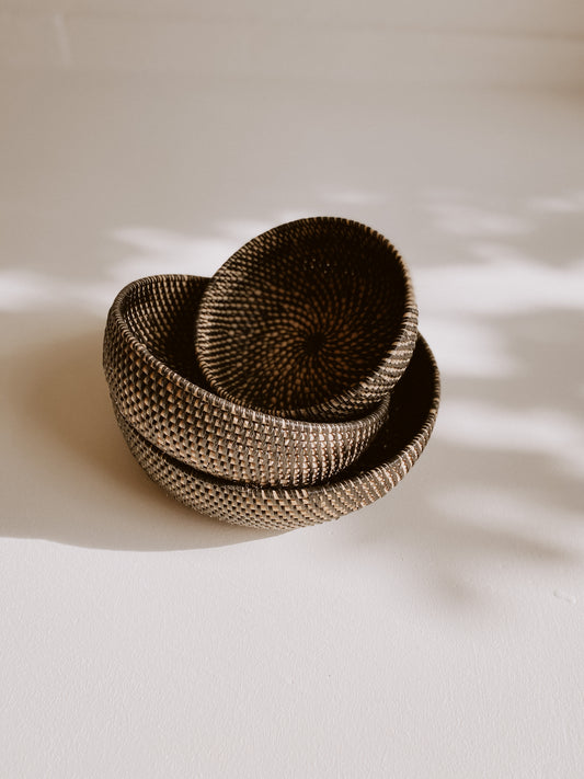 Tiga Woven Nesting Bowls handmade by Village Thrive using natural materials.