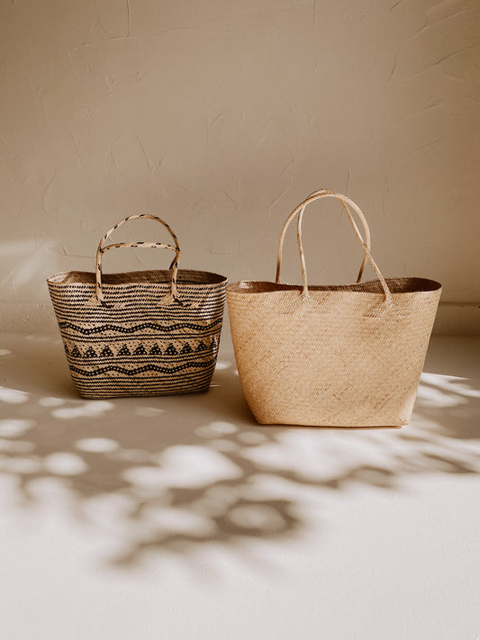 Avery Day Tote handmade by Village Thrive using natural materials.