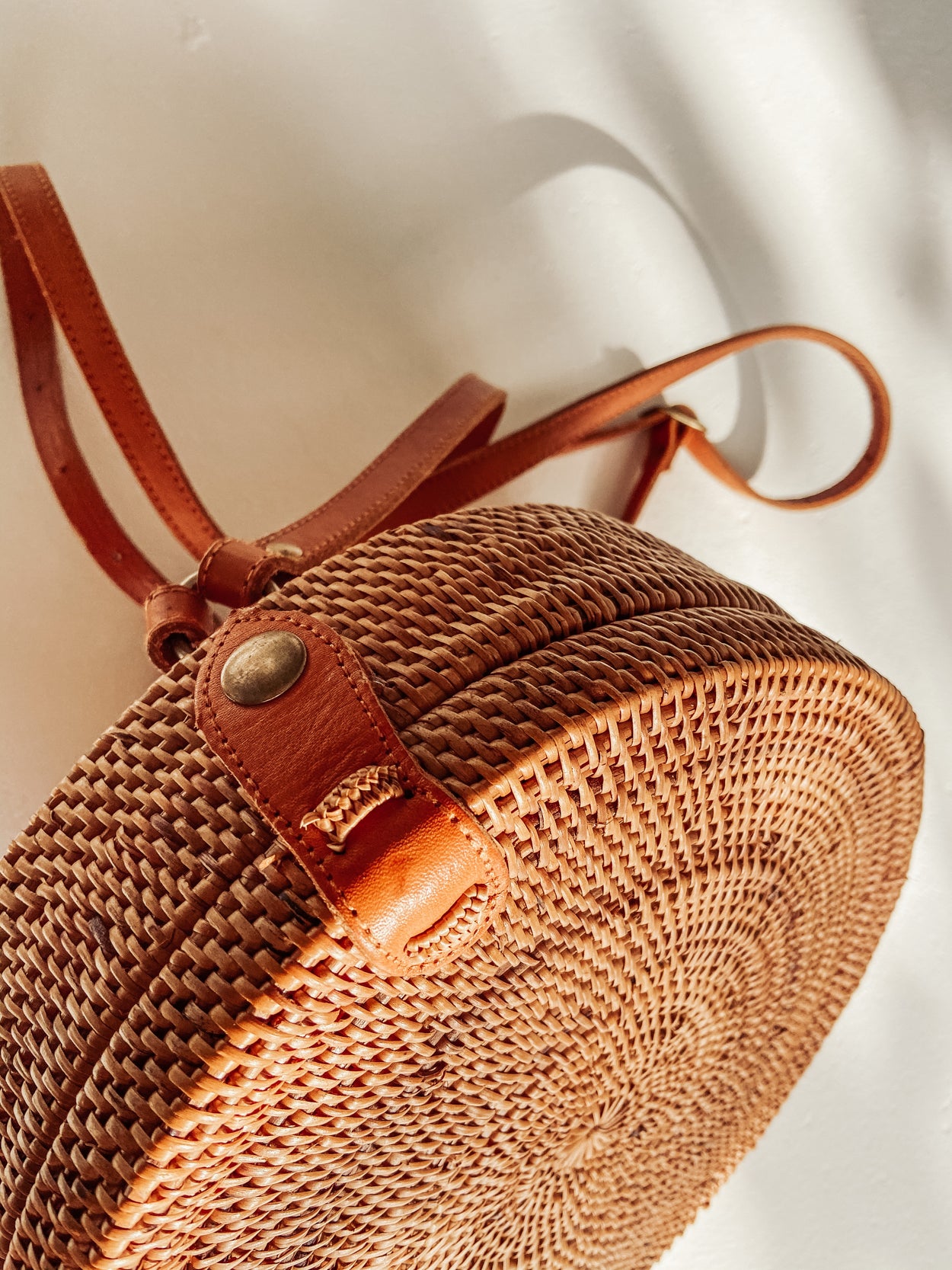 Round Rattan Backpack