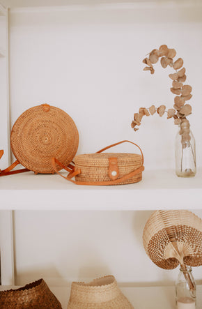 Round Rattan Purse